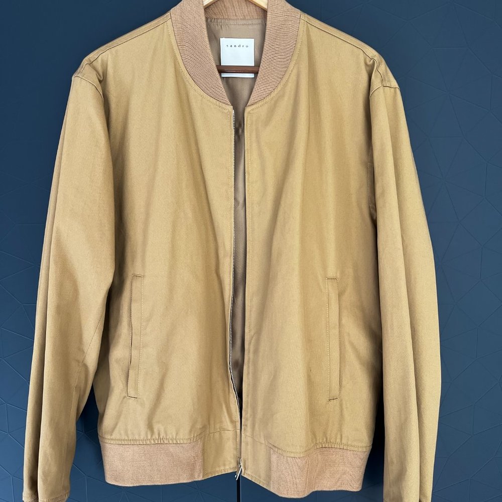Sandro Monaco Cotton Bomber Jacket - Tan, Large